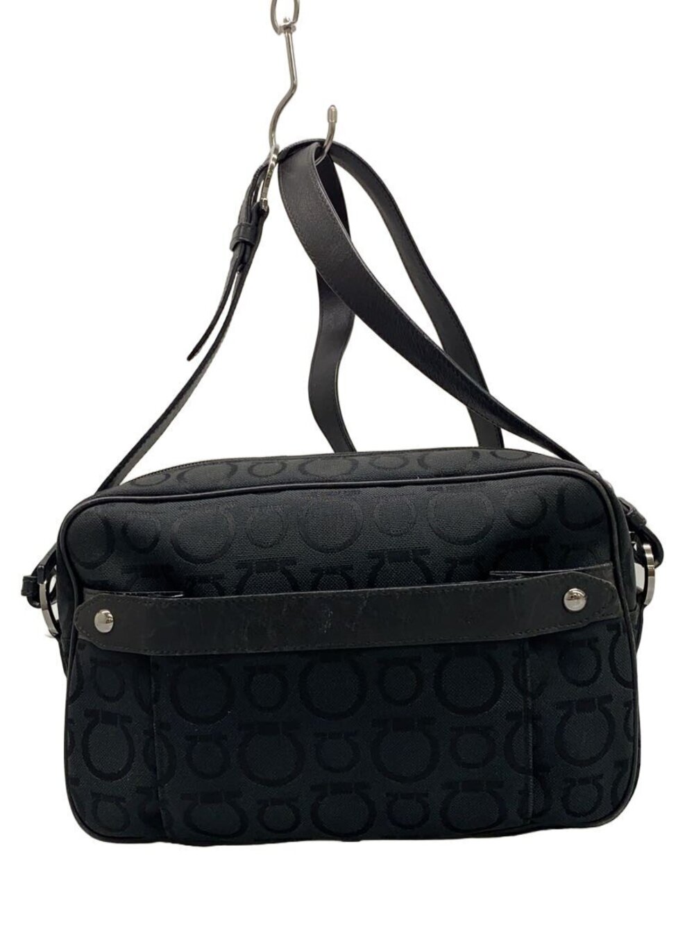 Salvatore Ferragamo Shoulder Bag Canvas Black All over